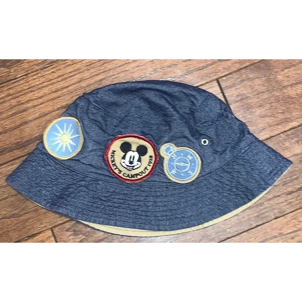 Disney Hanna Andersson Mickey's Campout Kids Bucket Hat Size‎ M Blue Denim